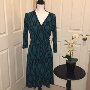 leota reye jersey faux wrap dress